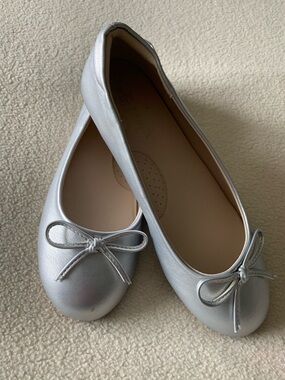 Dream Pairs Girls Silver Ballet Flats with Bow